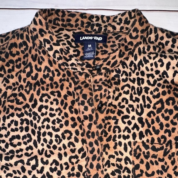 Lands’ End Leopard Print Long Sleeve Blouse - Size M (10-12) - Picture 4 of 7